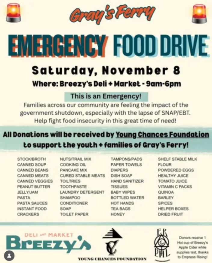 Emergency Food Drive in Point Breeze