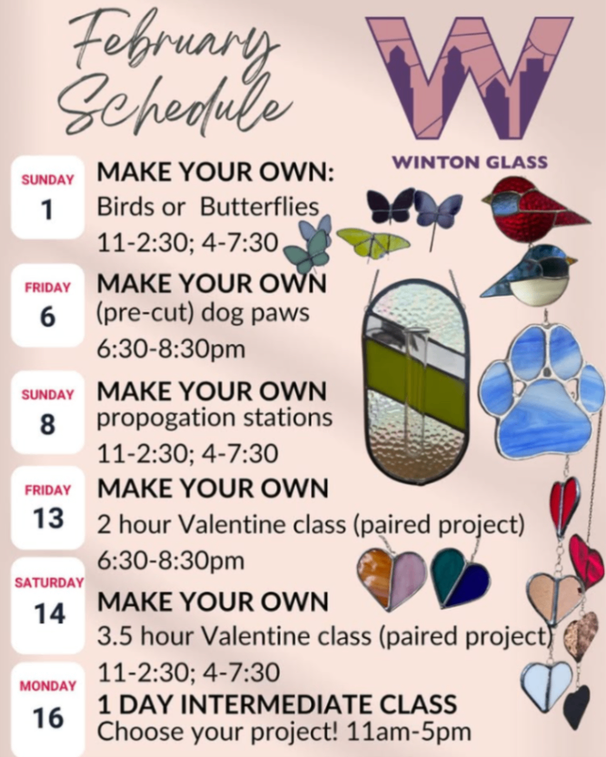 Make Your Own: 3.5 Hour Valentine Class (Paired Project) at Winton Glass (Session 2)