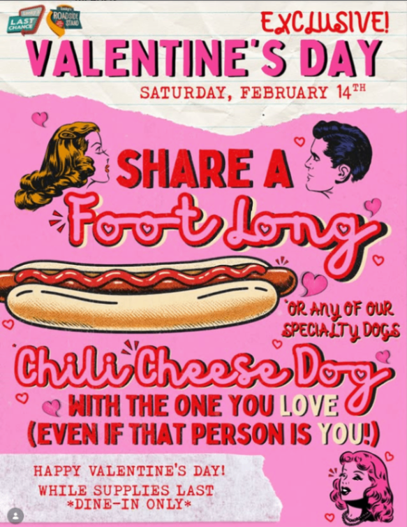 Share a Foot Long Valentine's Day Special at Lucky's Last Chance