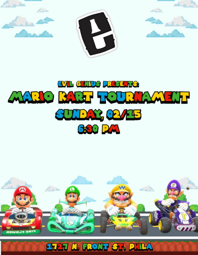 Mario Kart Tournament at Evil Genius Beer Company