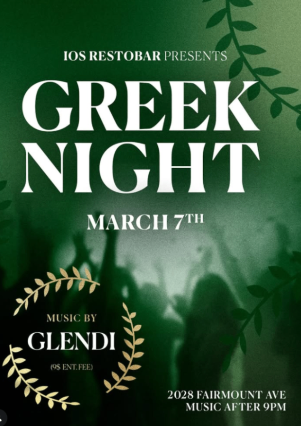Greek Night at IOS Restobar - Saturday, March 7 at 9:00 PM in Spring Garden, Philadelphia