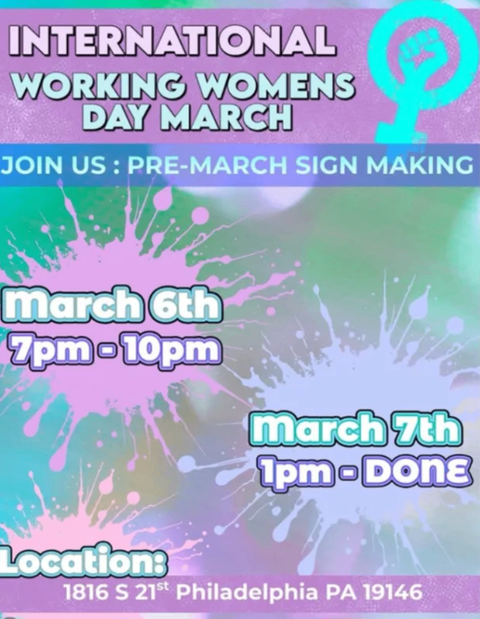 IWWD Pre-March Sign Making at Philly Pheminists HQ