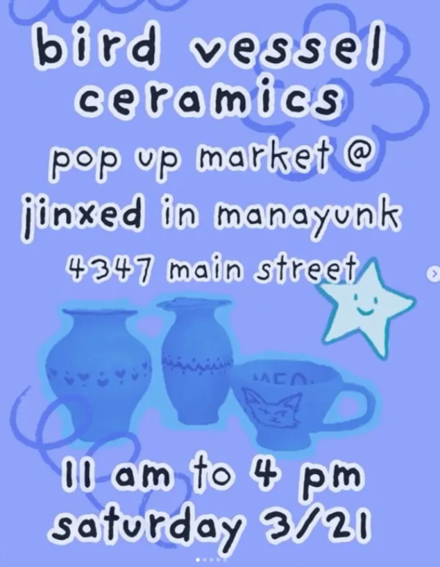 Bird Vessel Ceramics Pop Up Market at Jinxed Manayunk