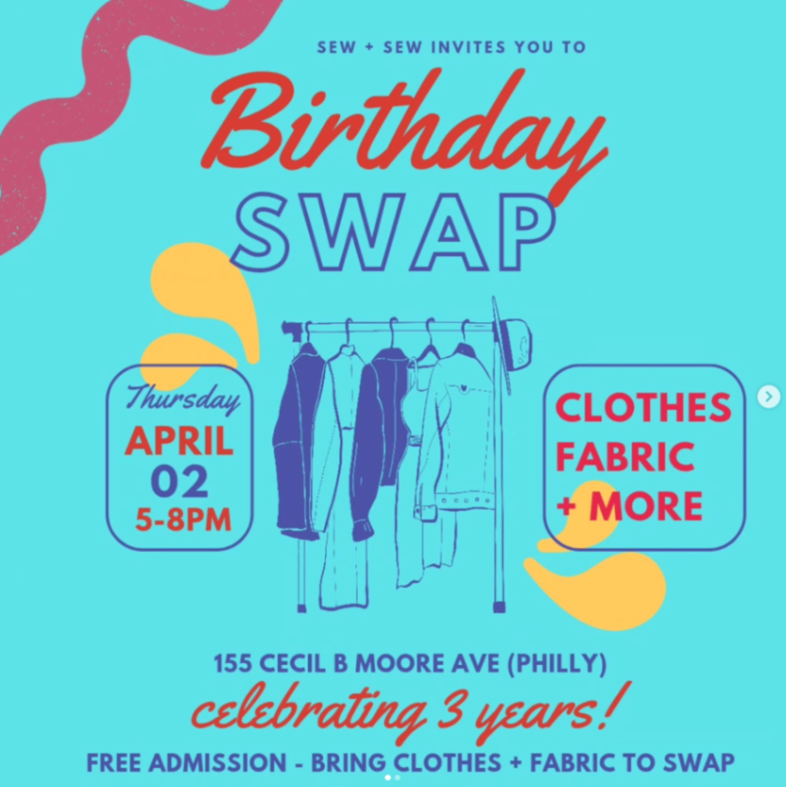 Sew + Sew Birthday Swap at 155 Cecil B Moore Ave