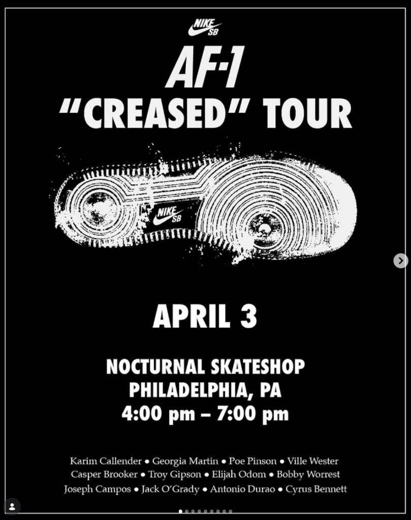 Nike SB AF-1 "Creased" Tour at Nocturnal Skateshop