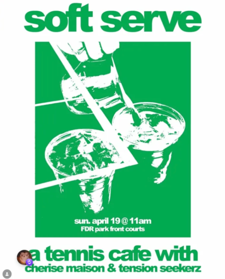 Soft Serve: A Tennis Cafe at FDR Park - Sunday, April 19 at 11:00 AM at FDR Park in Packer Park, Philadelphia