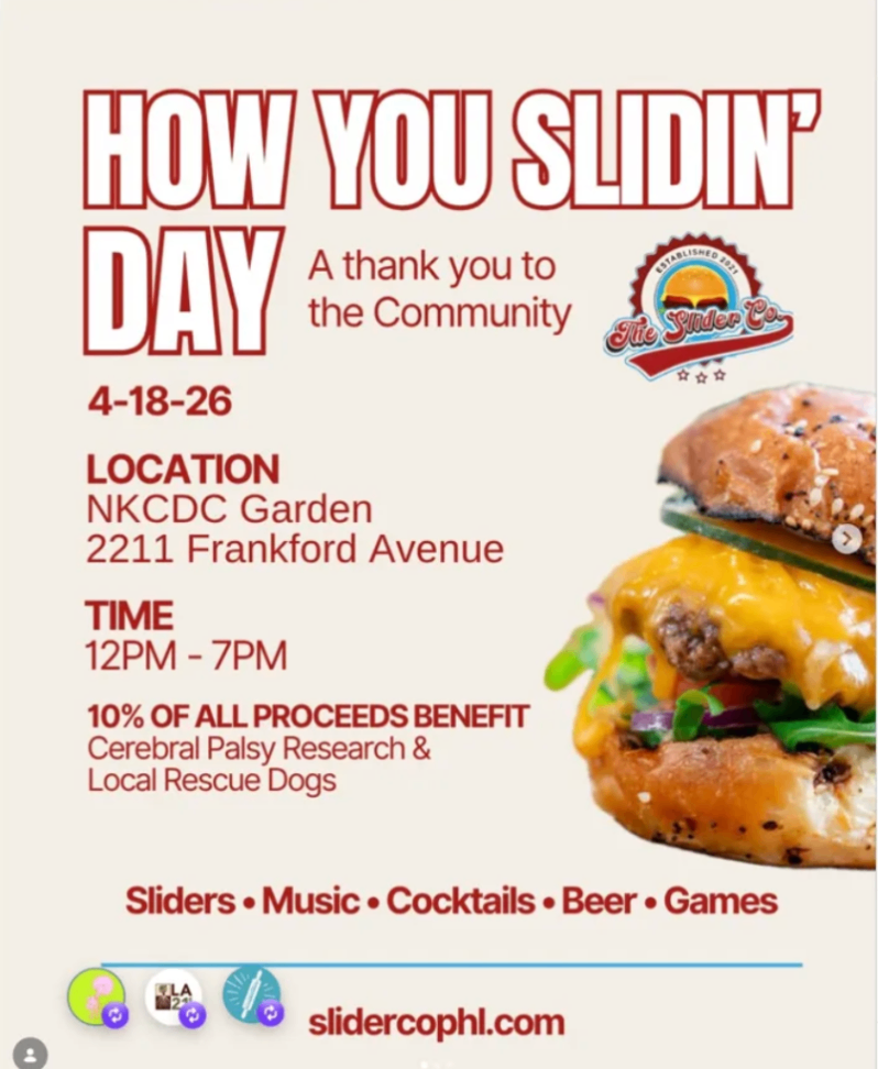 How You Slidin' Day at NKCDC Garden - Saturday, April 18 at 12:00 PM in Fishtown, Philadelphia