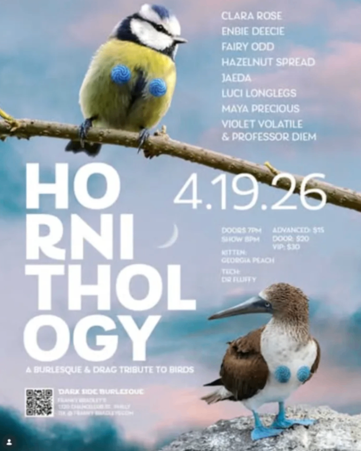 Hornithology: A Burlesque & Drag Tribute to Birds at Franky Bradley's - Sunday, April 19 at 8:00 PM in Washington Square West, Philadelphia