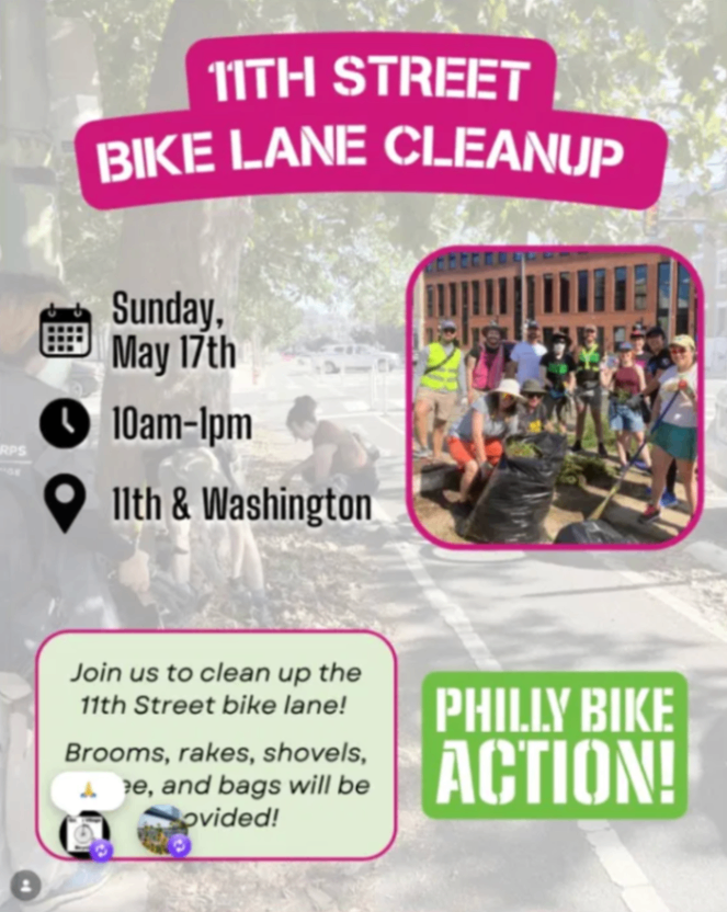 11th Street Bike Lane Cleanup with Philly Bike Action