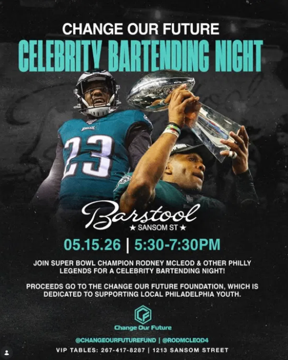 Change Our Future Celebrity Bartending Night at Barstool Sansom Street