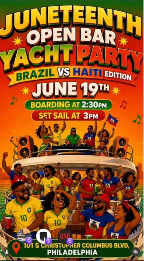 Juneteenth Open Bar Yacht Party: Brazil vs Haiti Edition