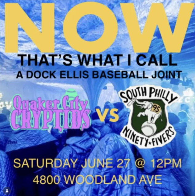 Quaker City Cryptids vs South Philly 95ers: Dock Ellis Baseball - Saturday, June 27 at 12:00 PM in Southwest Schuylkill, Philadelphia