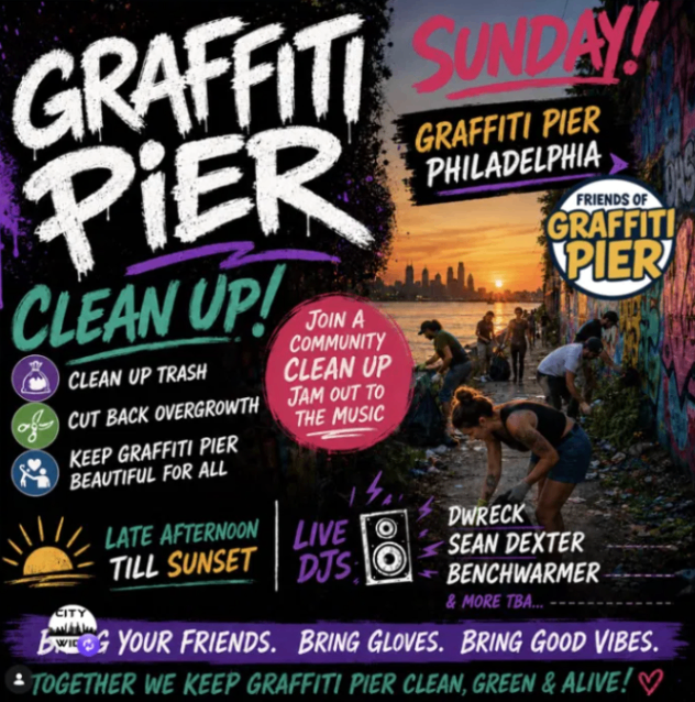 Graffiti Pier Cleanup - Sunday, June 28 at 4:00 PM in Fishtown, Philadelphia