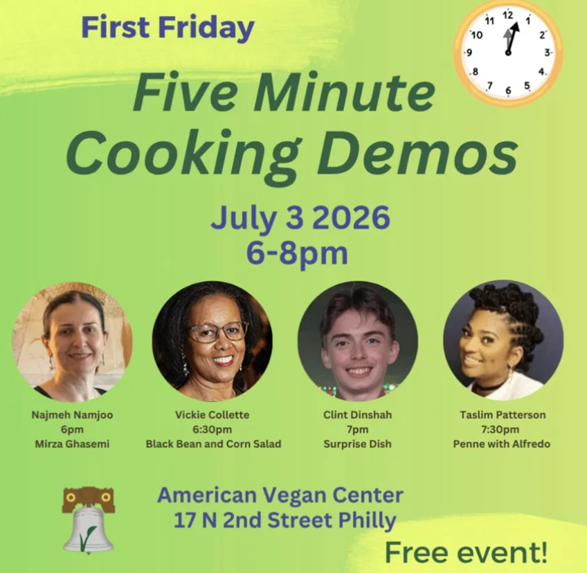 First Friday: Five Minute Cooking Demos at American Vegan Center