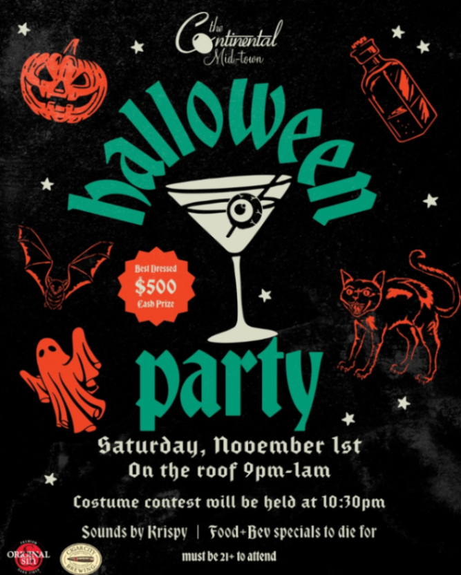 Halloween Party on the Roof - Saturday, November 1 at 9:00 PM at The Continental Midtown in Rittenhouse, Philadelphia