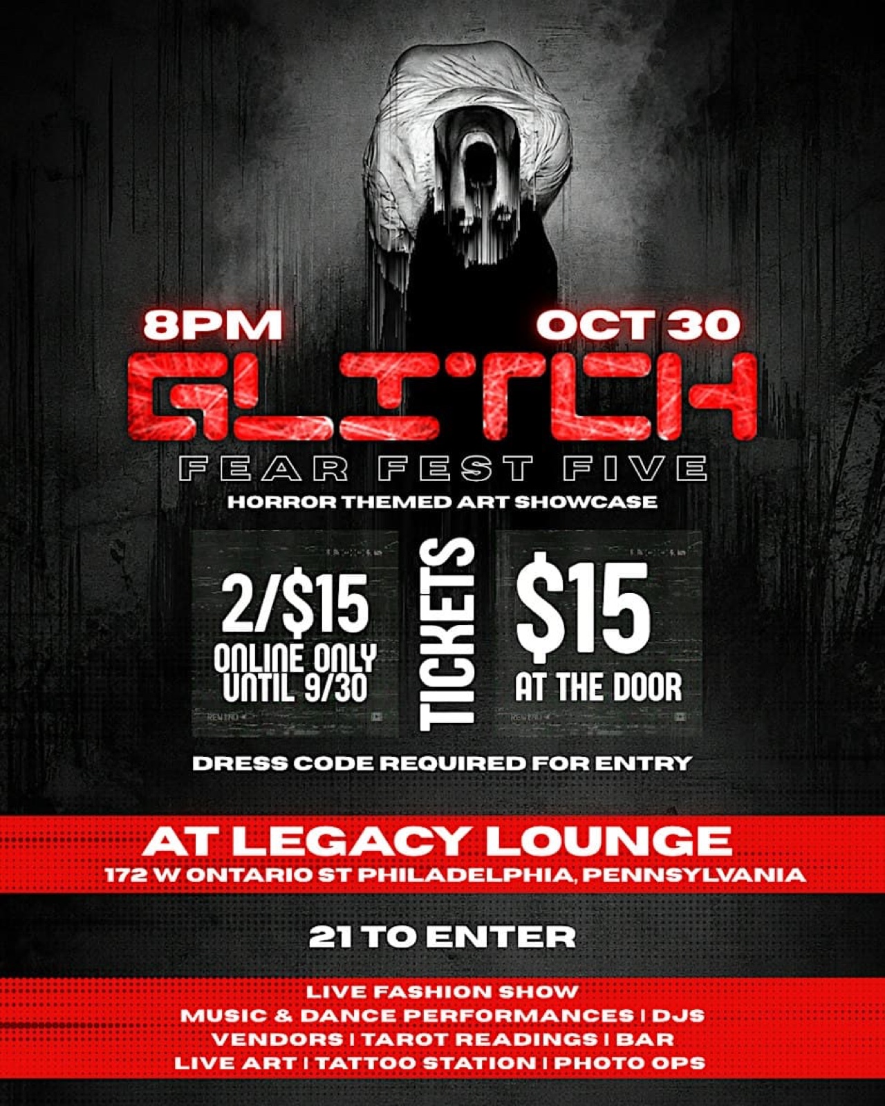 Glitch: Fear Fest 5 - Friday, October 30 at 8:00 PM in Upper Kensington, Philadelphia